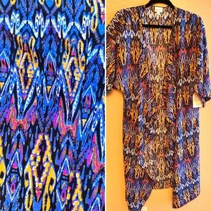 NWT L LuLaRoe SHIRLEY kimono jacket Tie-dye-like